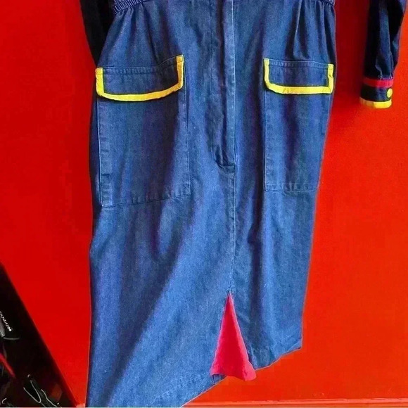 Vintage 80s Anne Crimmins color block nautical sailor silk blend dress size 10 - Picture 10 of 11